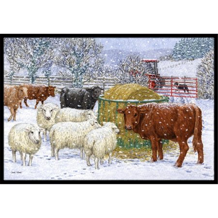 MICASA Cows & Sheep in the Snow Indoor or Outdoor Mat24 x 36 MI754758